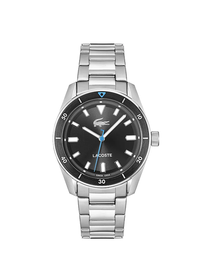 Premium Round Analog Men's Watch with Black Case and Stainless Steel Band (Black, 42mm) uwijq