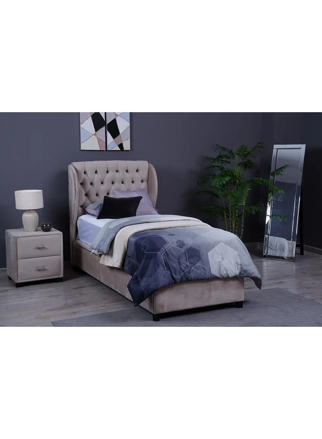Pan Home Nuwa Velvet Bed Base Premium Upholstered Foundation (Beige, 90x200 cm) e06k3