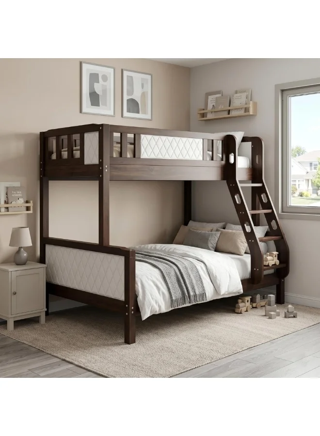 ABX HOME ALPS Twin Over Double Bunk Bed with Safety Guardrails and Ladder (190x90cm Top, 190x120cm Bottom) gqmk2