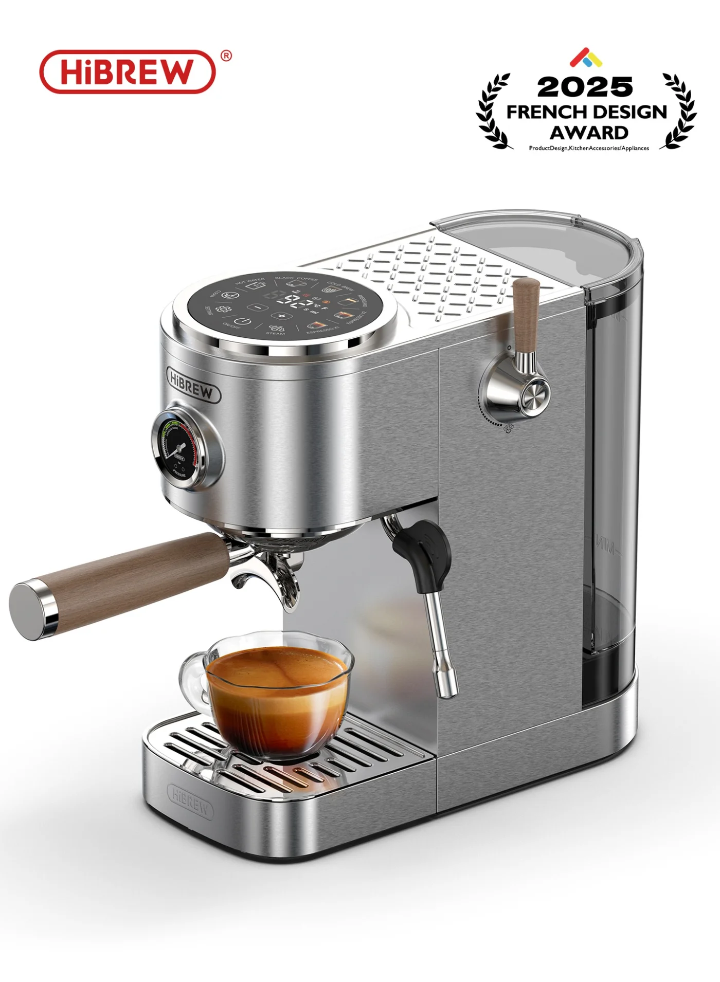 Premium Semi-Automatic Espresso Coffee Machine 20Bar High-Pressure Cold and Hot Brew System with 3-Level Temperature Control (Silver) xkbz8
