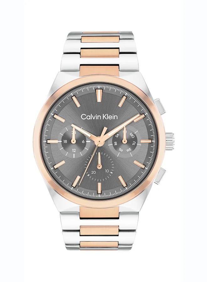 Premium Analog Quartz Men's Wristwatch with Gunmetal Dial and Gold Stainless Steel Bracelet 0bhd5