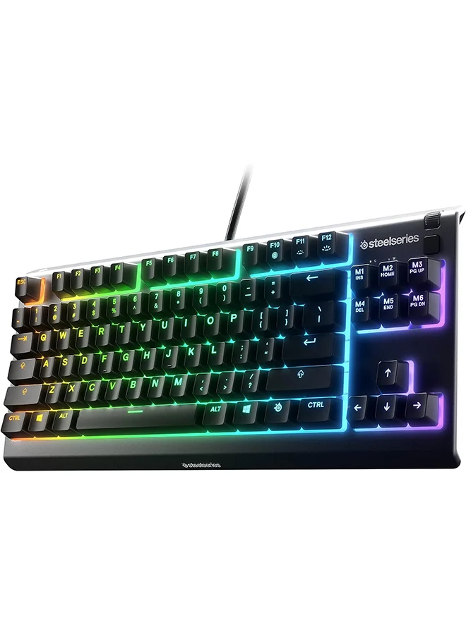 Premium Tenkeyless Gaming Keyboard Water Resistant Quiet Wired Mechanical Feel with RGB Lighting (Black) 294so