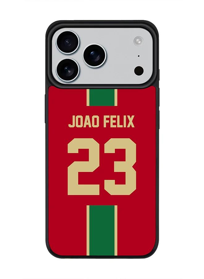 Stylizedd Magnetic Protective Case for Smartphone 17 Pro Max Slim Polycarbonate Cover with Football Design (Portugal Joao Felix Edition) vrg1r