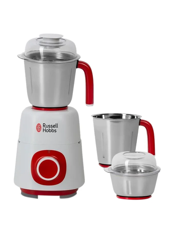 Premium Power Mixer Grinder with 3 Stainless Steel Jars (550W, 1.5L, White/Red) 4n5n3