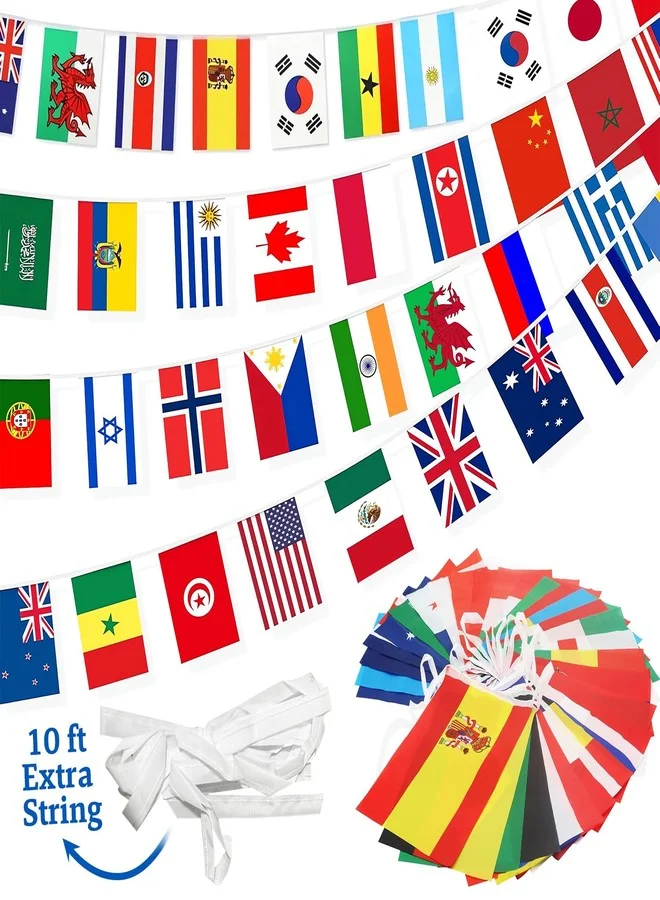 CrysGuard International String Flag Banner Set (100 Countries, 2500 cm) Premium Polyester Bunting for Cultural Festivals and Sports Events vvs2m