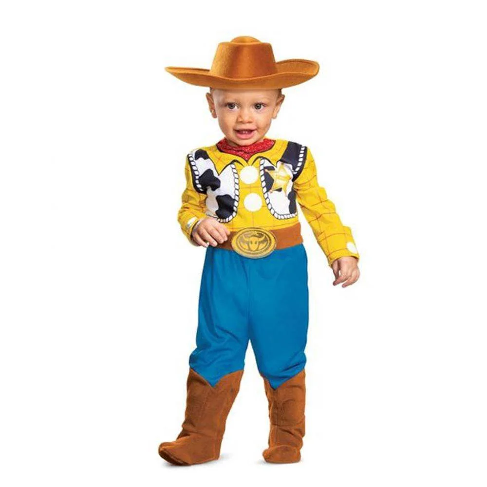 Premium Cowboy Character Costume Set for Toddlers (Yellow/Brown/Blue, 12-18 Months) mb3so