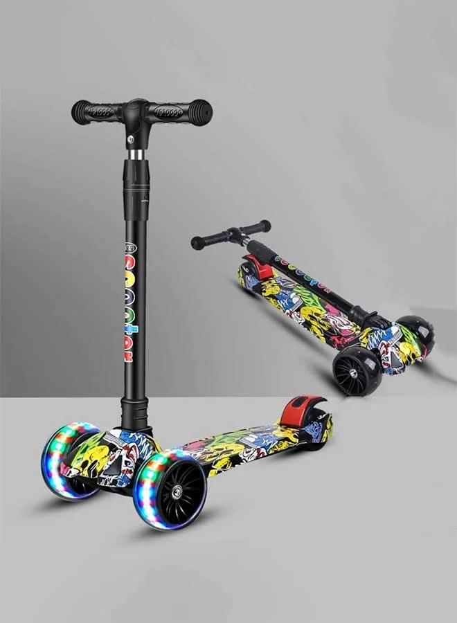 RAWAID Kids Scooter with Light Up Wheels, 4 Adjustable Heights, Lean to Steer Design, Shock Absorption, Balance Training Scooter for Kids (3-12 Years) zgugq