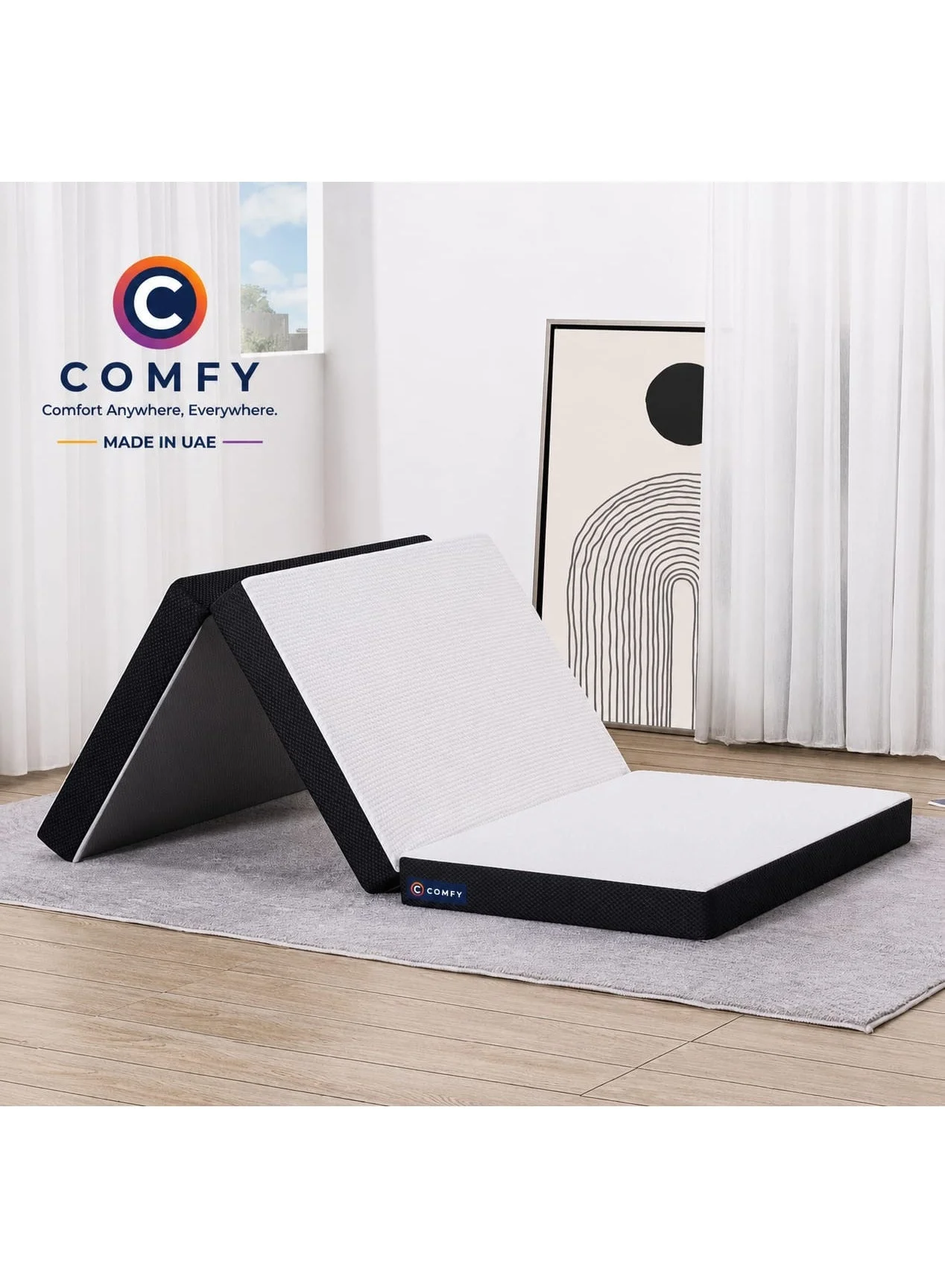 Premium Single Folding Mattress with Satin Finish and Black Border (White, 180 x 90 x 7 cm) d0eb0