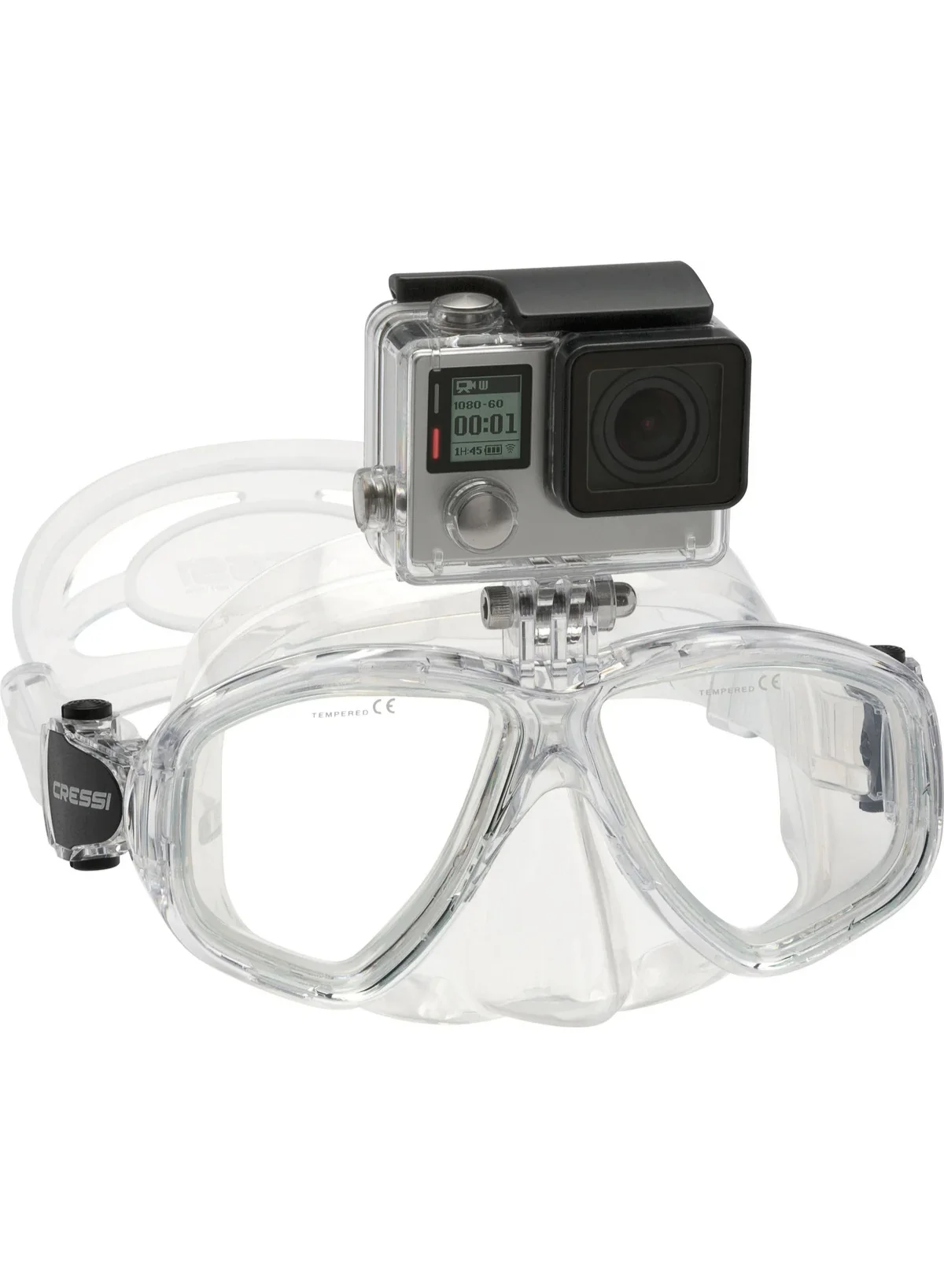 Premium Action Diving Mask (Clear, One Size) Professional Underwater Snorkeling Gear for Adults puara