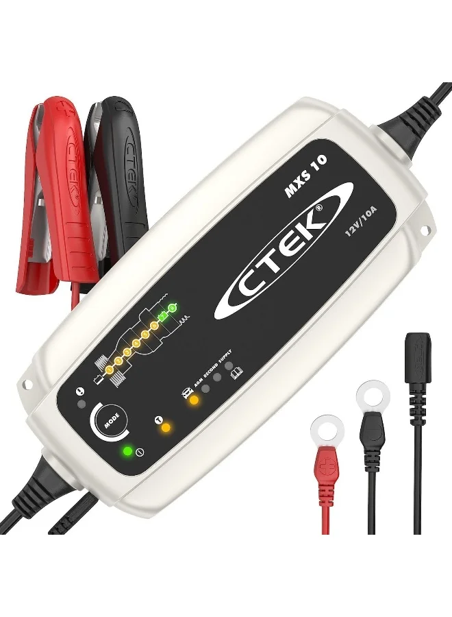 Premium 12V 10A Automatic Battery Charger and Conditioner with 8-Stage Intelligent Reconditioning Mode (10 Amp) gr5ng