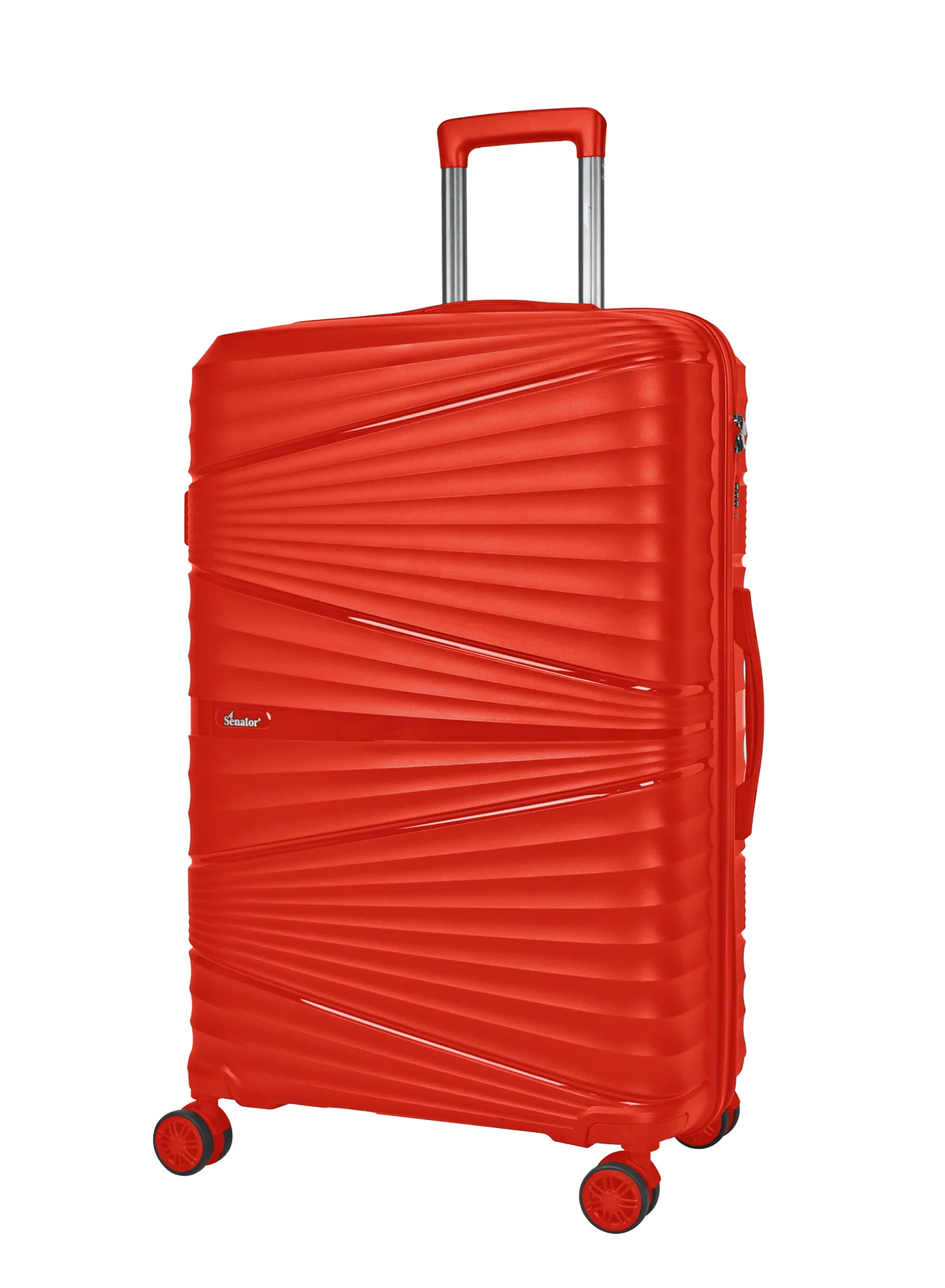 SENATOR Hard Case Medium Checked Luggage Trolley (Red, 65 cm) Lightweight Polypropylene Suitcase with 4 Double Wheels and TSA Lock n4fai