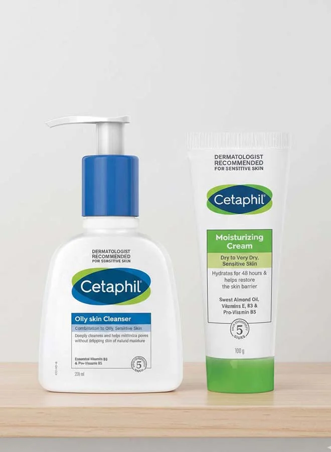 Premium Face and Body Skincare Set, Gentle Cleanser for Oily Skin and Moisturizing Cream for Dry Skin (236 mL + 100 g) 3oghd