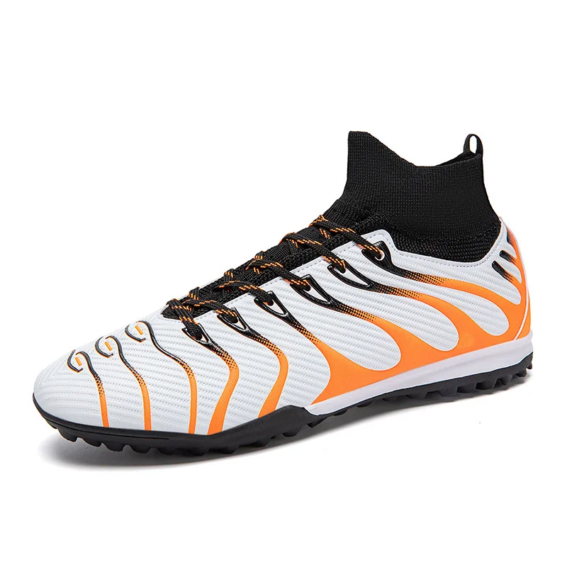 Professional High-Top Football Cleats Breathable Sock-Fit Soccer Shoes (Unisex, Multi-Ground FG/TF/HG) v7znd