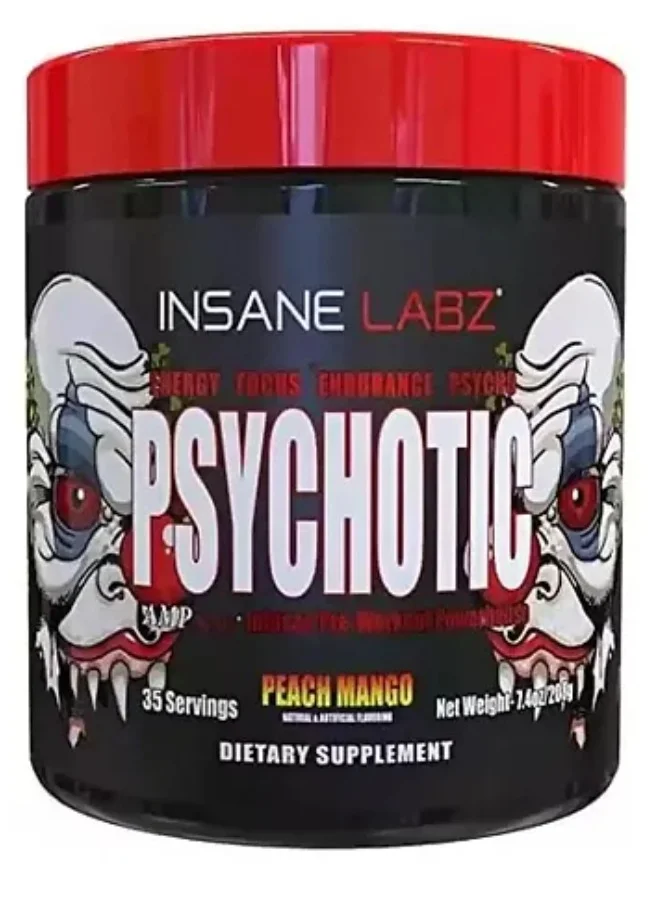 Insane Labz Psychotic Pre-Workout Energy Supplement (Peach Mango, 35 Servings) shidz