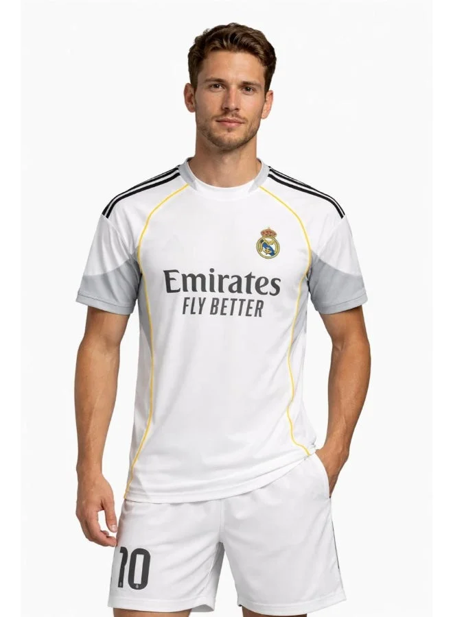 Premium Men's Football Jersey and Shorts Set Breathable Athletic Kit (White, S) wjs4a