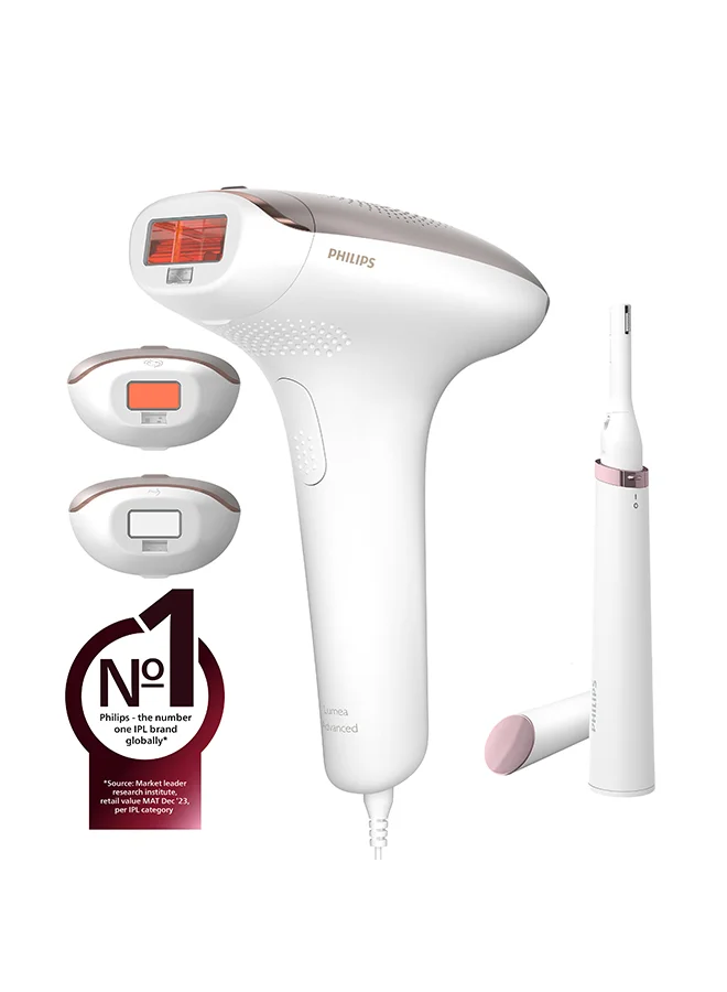 Professional IPL Hair Removal System with Skin Tone Sensor and 3 Attachments (White/Rose Gold, Corded) luey2