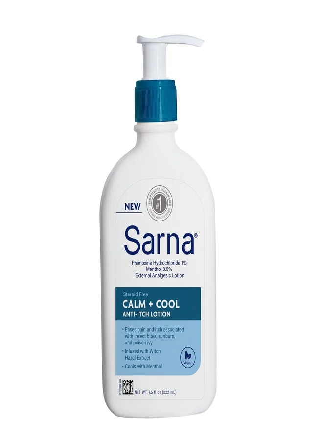 Calm + Cool Anti-Itch Lotion for Insect Bites and Sunburn Relief (Vegan, Steroid-Free, 222 mL) ki55g
