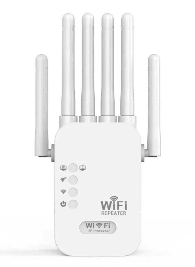 Premium Dual-Band WiFi Extender Repeater 300Mbps High-Speed Signal Booster with 6 Antennas for Home and Office (160 sqm Coverage) rwdc4