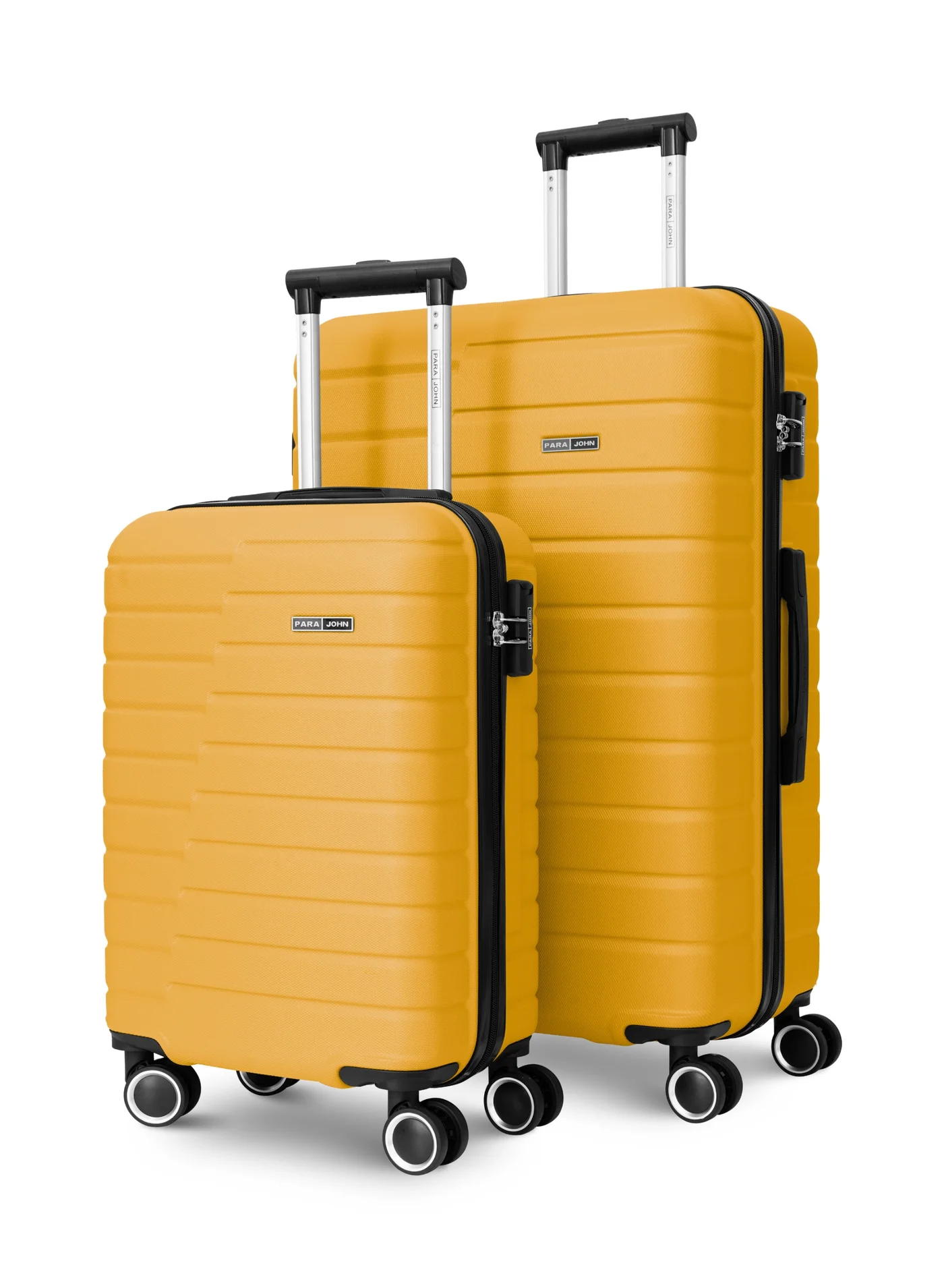 PARAJOHN Beta Series 2-Piece Hardsided Luggage Set Lightweight ABS Trolley Suitcase with 4 Spinner Wheels (Yellow, Small & Large) qcnb3
