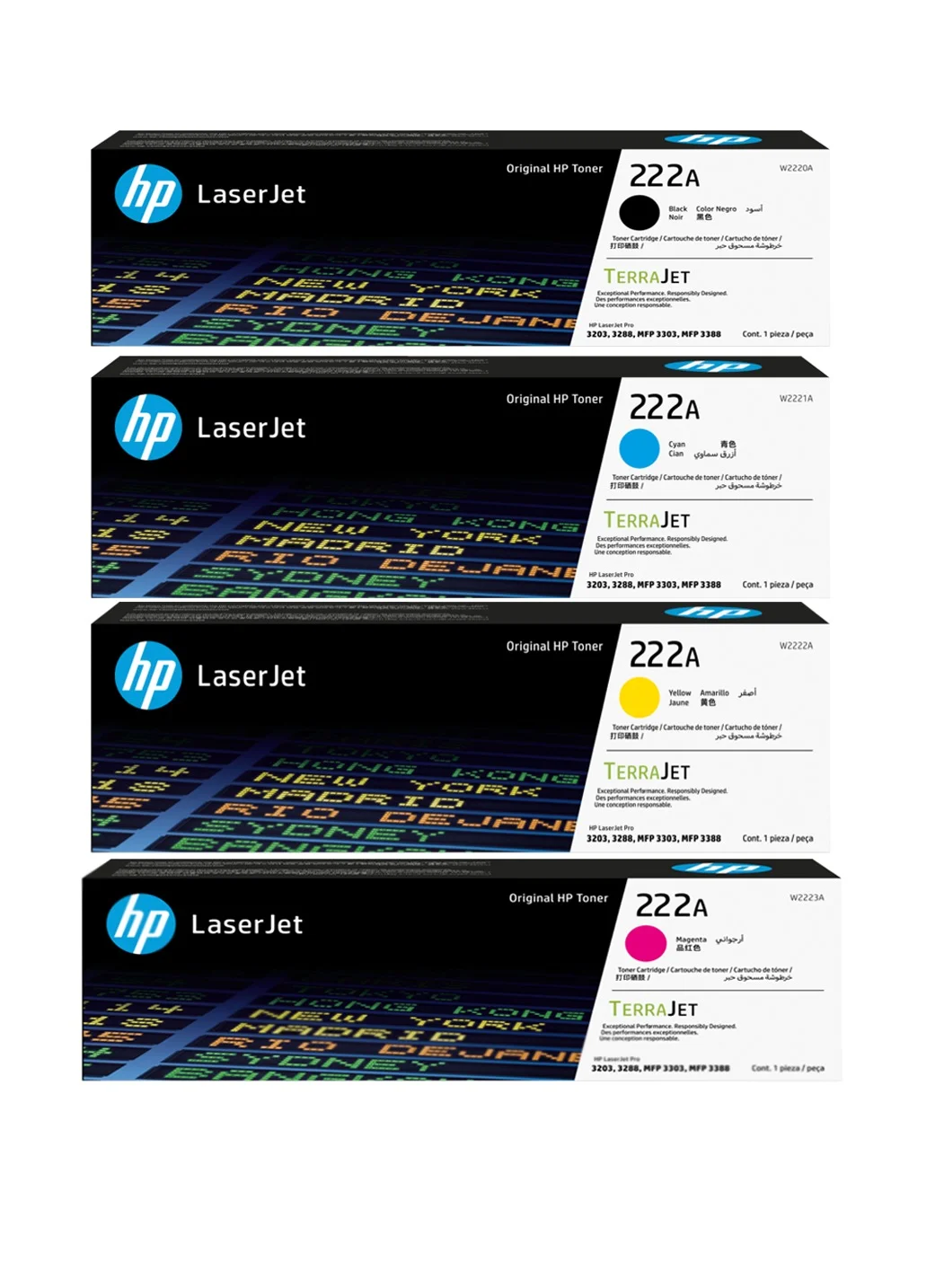 Premium Laser Printer Toner Cartridge 222A Series (Black, Cyan, Yellow, Magenta) Compatible with Professional Office Printing Systems nc91k