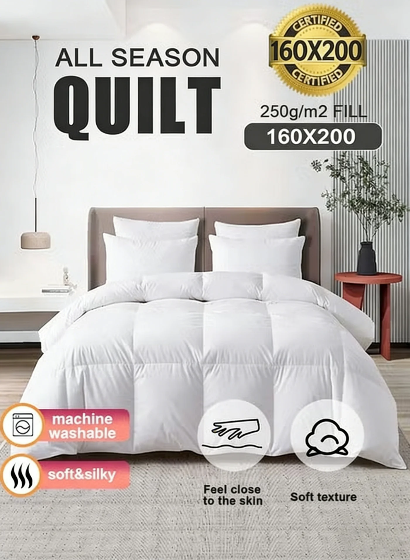 Arabest Luxury Velvet Duvet King Size (150x200cm) - Hotel Collection All-Season Comforter with Microfiber Filling 5dwt9