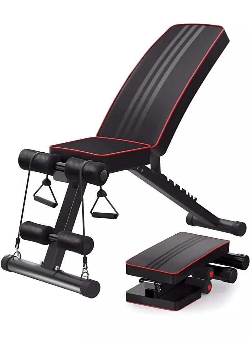 WALALLA Adjustable Weight Bench, Foldable Utility Incline Decline Press Station for Full Body Home Gym Workout (Heavy-Duty Steel, 120 cm) 9g9ws