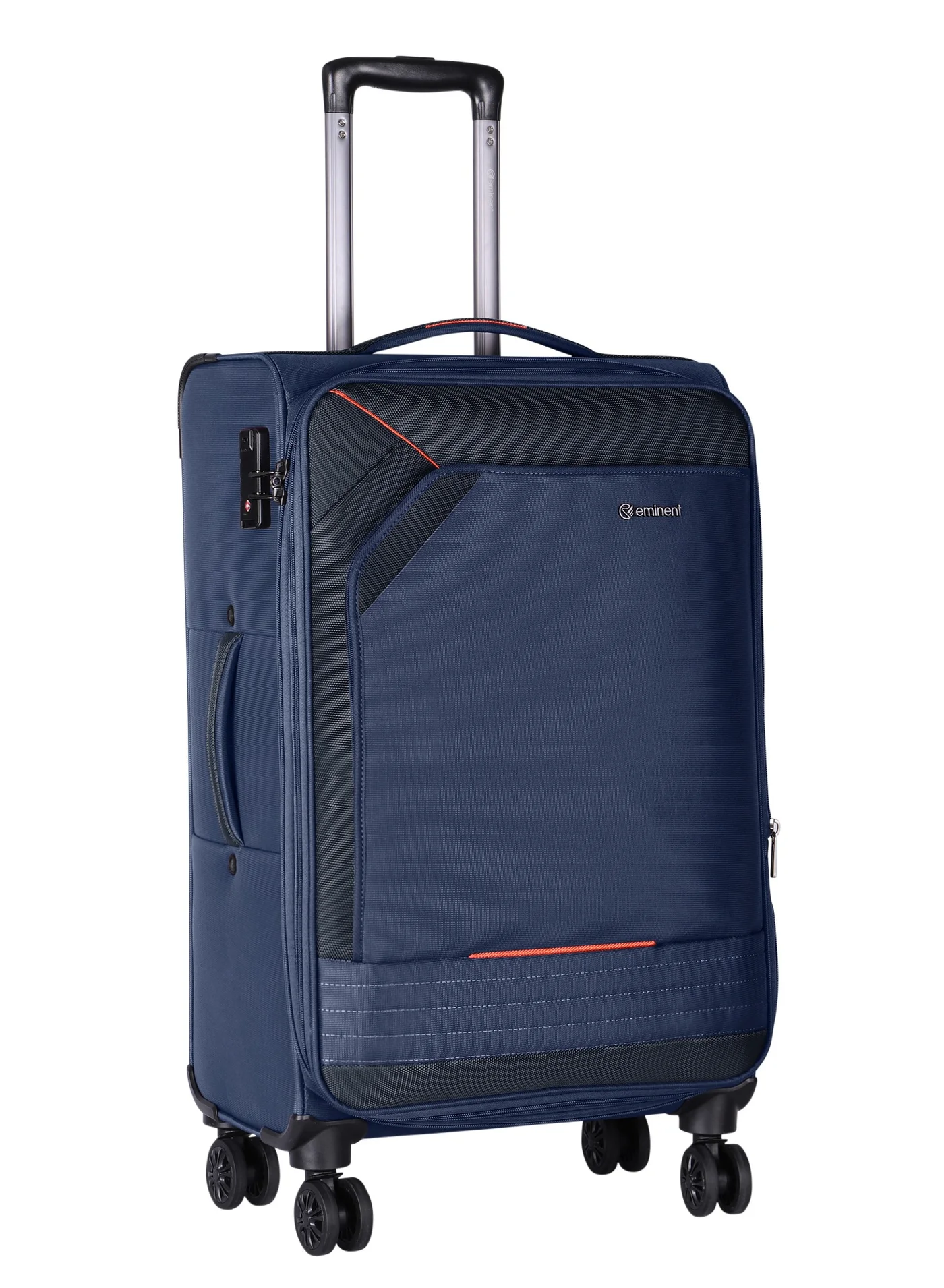 Eminent Expandable Soft Shell Trolley Suitcase with TSA Lock and Double Spinner Wheels (Navy Blue, 61 cm) ormjw