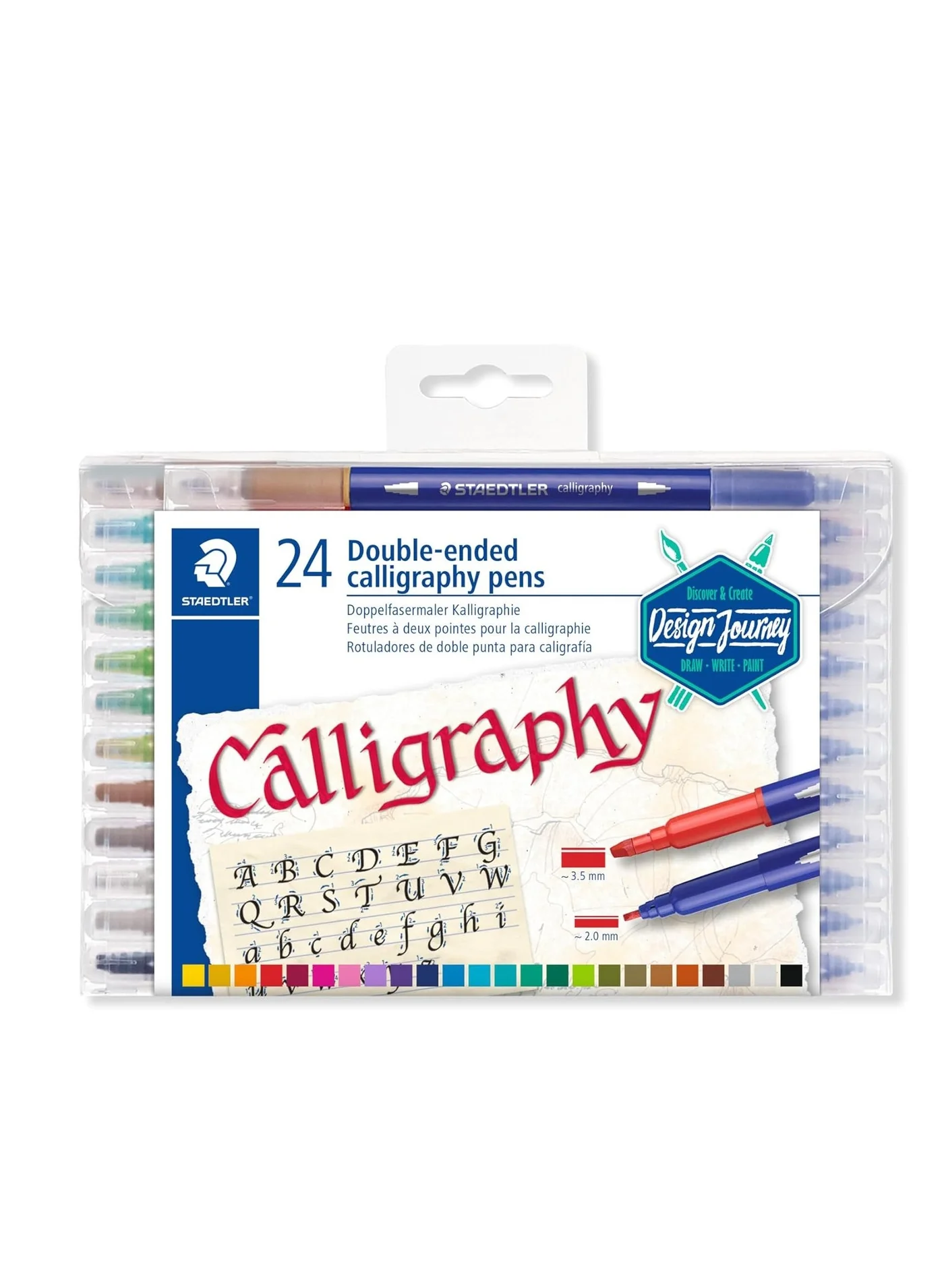 STAEDTLER Double-ended Fibre-Tip Calligraphy Pens Professional Art Markers (Multicolour, 24-Piece Set) 1b6o2