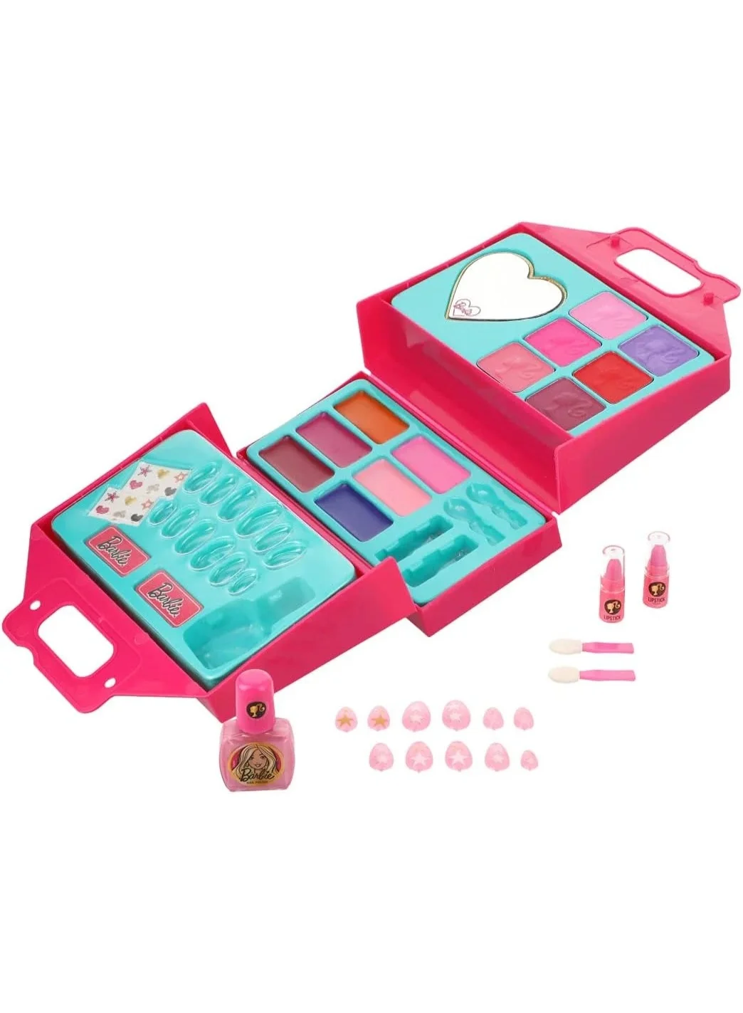 Fashion Doll Pretend Play Makeup and Nail Art Beauty Set for Kids (Multi-Color, 23-Piece Kit) texqp