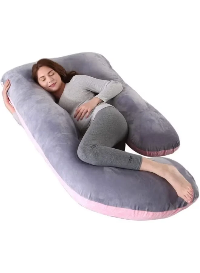 Arabest U-Shaped Pregnancy Pillow Full Body Maternity Support Cushion (Grey, 140cm x 70cm) 035nk