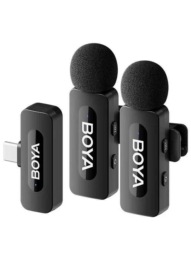 Wireless Lavalier Microphone System with USB-C Receiver, Noise Cancelling, 100M Range, Professional Audio for Smartphones and Laptops (Black, 1 Pack) r314c
