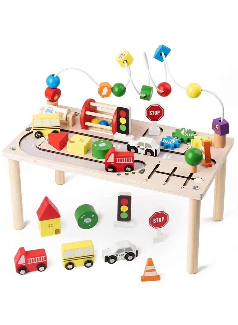 WALALLA 8-in-1 Wooden Activity Table Montessori Sensory Learning Toy for Toddlers (Multicolor) zytk4