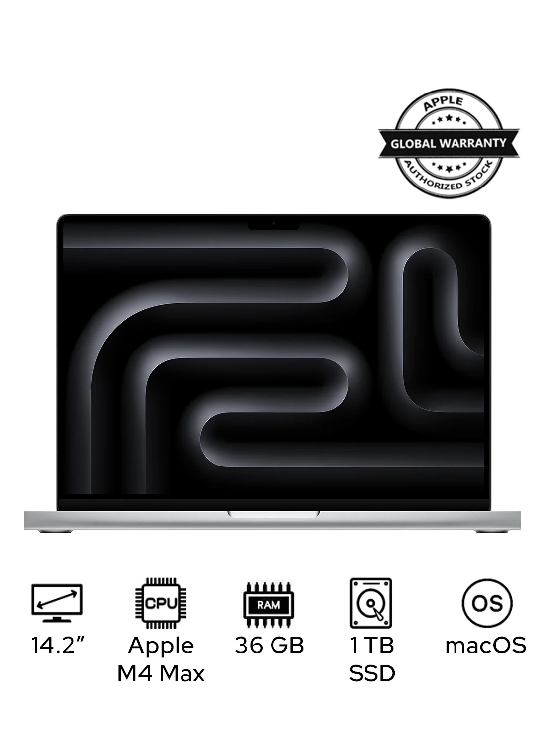 Premium Smart Professional Laptop 14-Inch Liquid XDR Display, 14-Core CPU 32-Core GPU, 36GB RAM, 1TB SSD, macOS, English/Arabic Keyboard (Silver) uj1t5