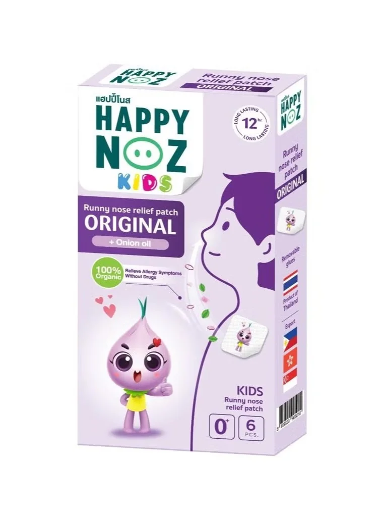 Happy Noz Organic Nasal Relief Patch for Kids with Onion Lavender and Peppermint Essential Oils (6 Pcs) x3mf3