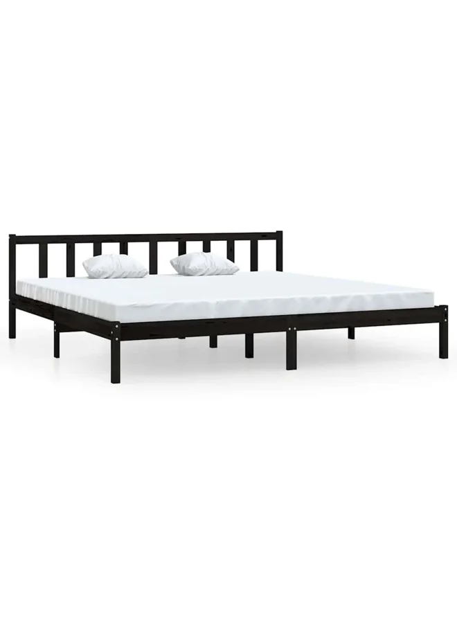 VidaXL Bed Frame Solid Wood Platform Base Minimalist Design (Black, 200x200 cm) mn0rp