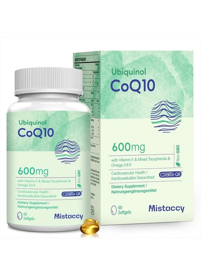 Mistaccy CoQ10 600mg Softgels with Vitamin E & Omega 3-6-9 Premium Antioxidant Supplement (60 Softgels) r5yyn