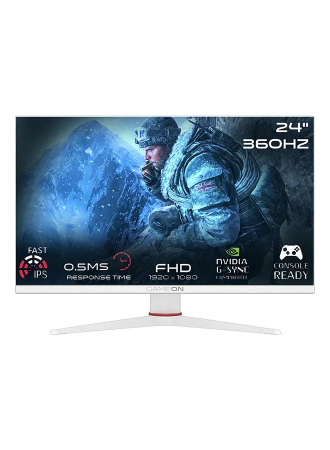 GAMEON Artic Pro Series 24-Inch FHD Gaming Monitor, Fast IPS Panel, 360Hz Refresh Rate, 0.5ms MPRT, HDMI 2.1 (White, 24-Inch) xzbek