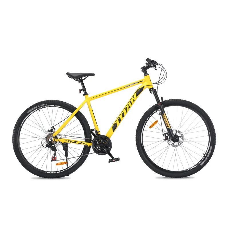 Mogoo Titan Aluminum Alloy Mountain Bike 21-Speed MTB with Mechanical Disc Brakes and Front Suspension (Solar, 27.5 Inch) 3ifa8