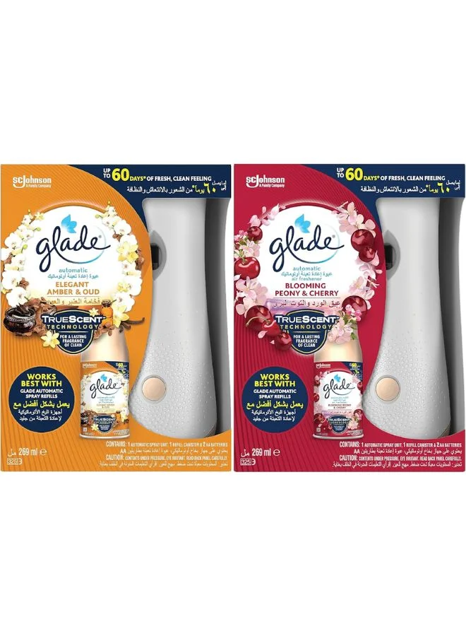 Premium Electric Air Freshener Refill Set Amber & Oud and Blooming Peony & Cherry (2 Pack, 40 mL) 0j0u5