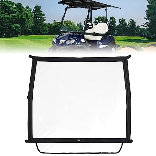 KEMIMOTO Foldable Golf Cart Windshield Premium PVC Replacement Front Shield (Black, Universal Fit) 91a3m