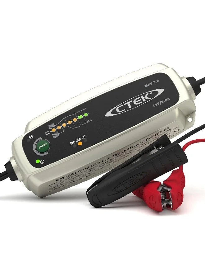Premium 12V Automatic Battery Charger and Maintainer for Automotive Vehicles (3.8A, UK Plug) 0c42i