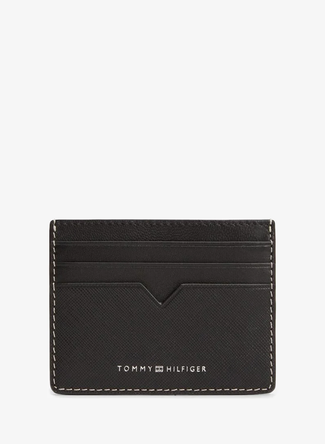 Premium Leather Credit Card Holder with Embossed Logo (Slim Design, Black) ib60h