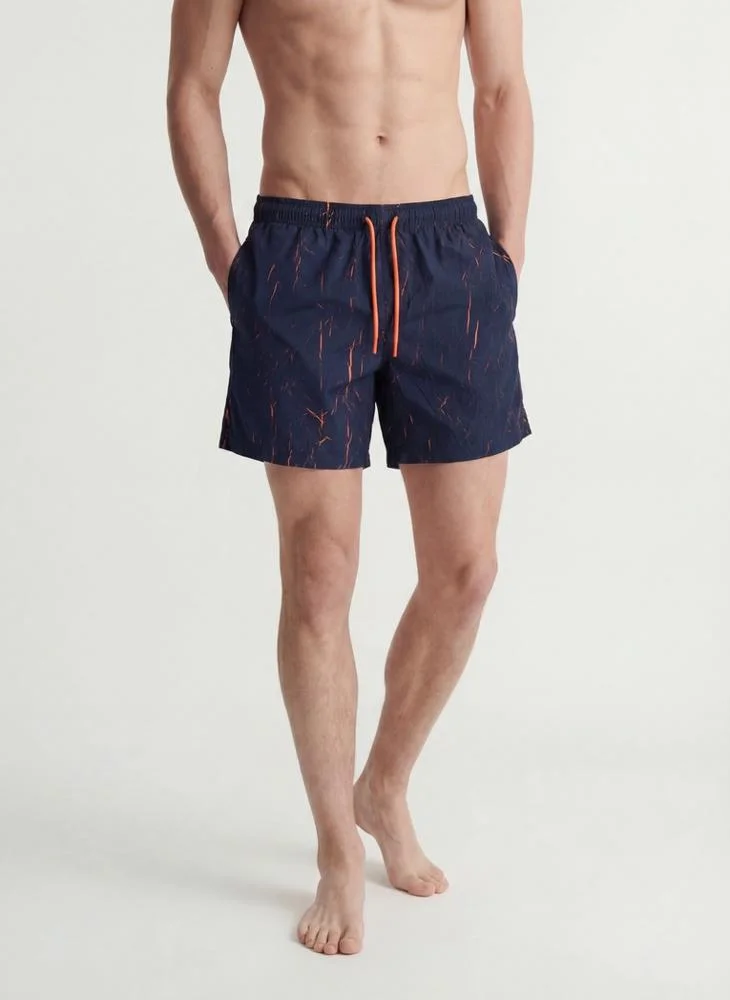 JACK & JONES Printed Drawstring Swim Shorts Premium Quick-Dry Beachwear for Men (Multicolor, L) yo76l
