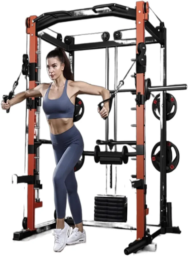 Premium Multi-Function Smith Machine with Cable Crossover for Home Strength Training (Black, Full Size) rv9e8