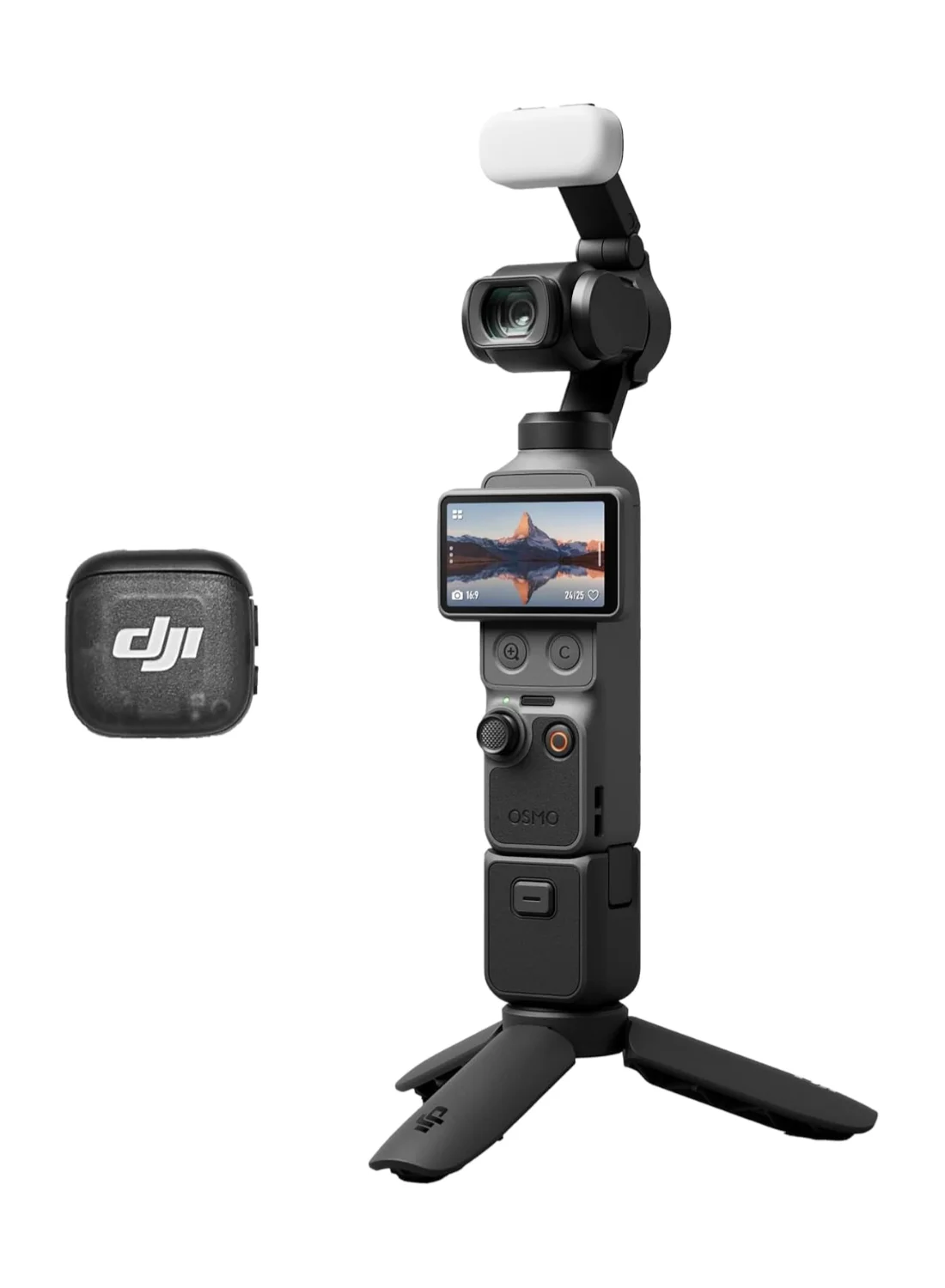 Premium Pocket Gimbal Vlog Camera 4K 3-Axis Stabilizer with 1-Inch CMOS Sensor and Built-in 107GB Storage (Creator Combo Kit) nvr43