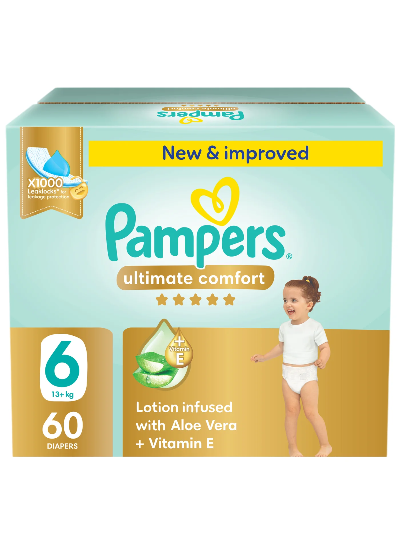 Premium Care Taped Diapers Breathable Softness For Toddlers (Size 6, 60 Count) 1bulz