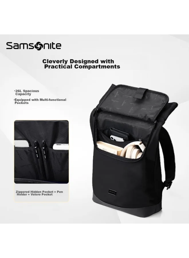 Premium Business Laptop Backpack 14-inch Travel Bag with Flip-top Closure for Men and Women (Black, 14-inch) pwji7