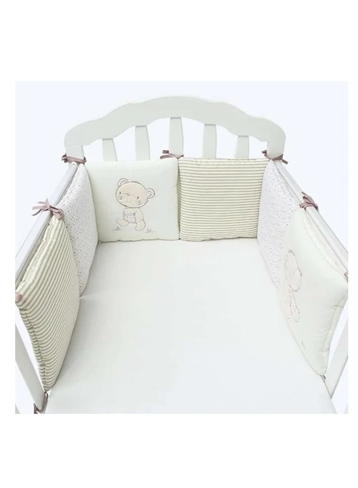 DUNISO Baby Crib Protective Pads Set, Soft Breathable Cotton Anti-Collision Bed Surround for Infants (White, 30cm x 30cm, 6 Pieces) vzlsi