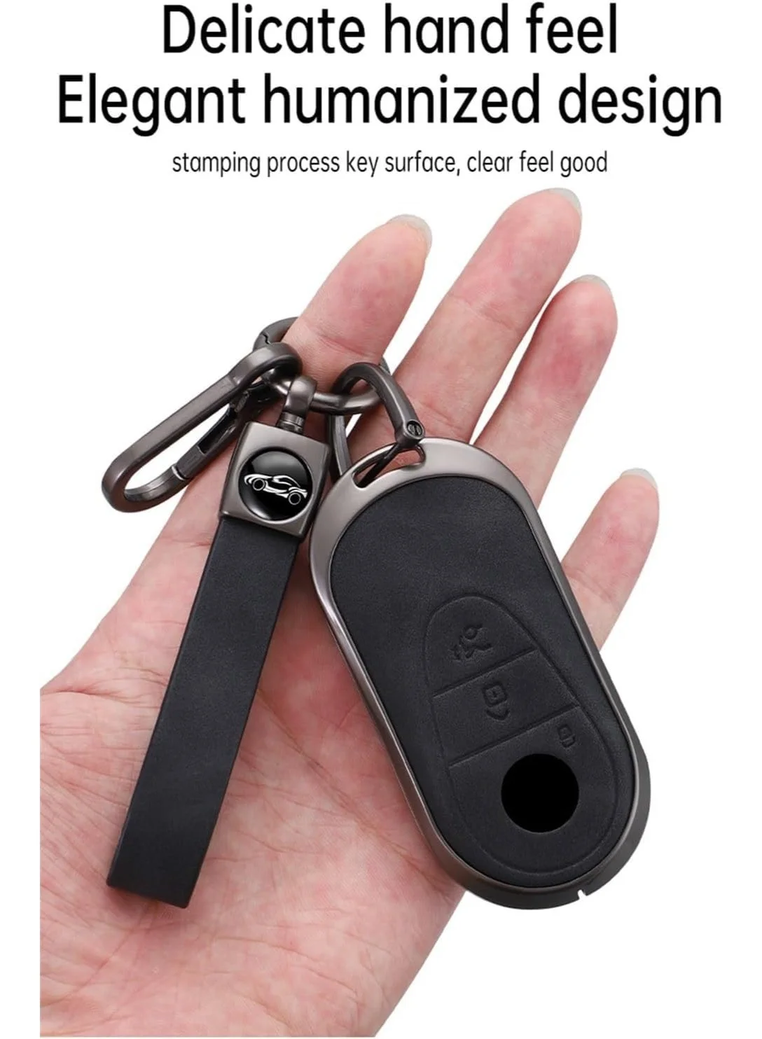 NOSKIN Premium 3-Button Remote Key Fob Shell Case with Keychain for Luxury Vehicles (Black) faa2z