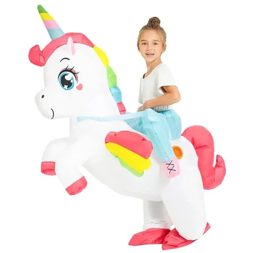 JUROSAICA Inflatable Unicorn Costume Ride On Outfit for Kids (One Size, Fits 7-10 Years) 937uc
